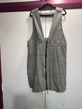 SHEIN Gray Ribbed Zipper Front Tunic
